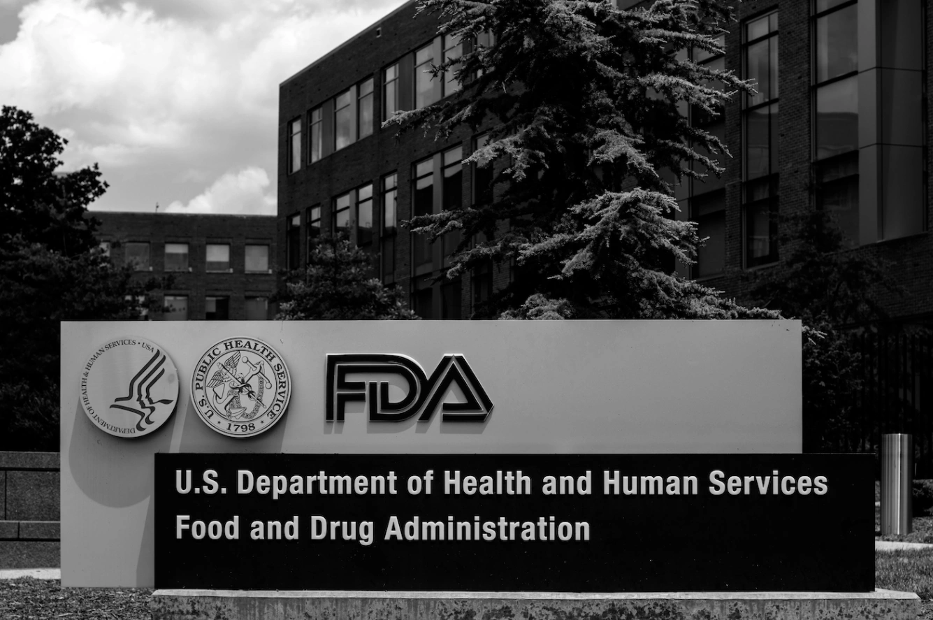 FDA sign outside the U.S. Department of Health and Human Services building, relevant to nmn supplement regulation and safety.